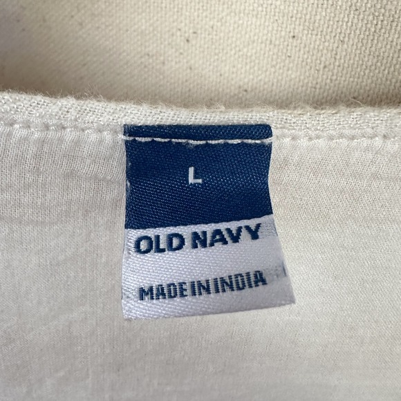 Old Navy Jacquard Mini Swing Dress Womens L Geo Beige Aztec Coastal Boho Cottage - Picture 4 of 9